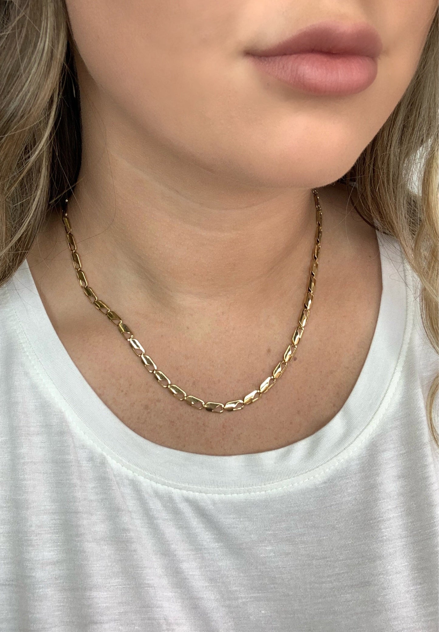 Flat Snake Chain 18k Gold Plated Necklace