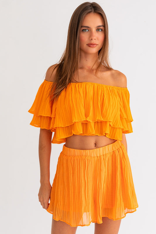 Orange off-shoulder Set