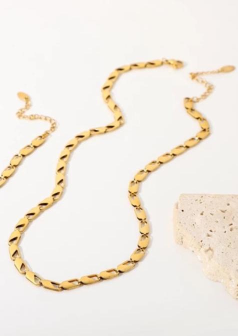 Flat Snake Chain 18k Gold Plated Necklace