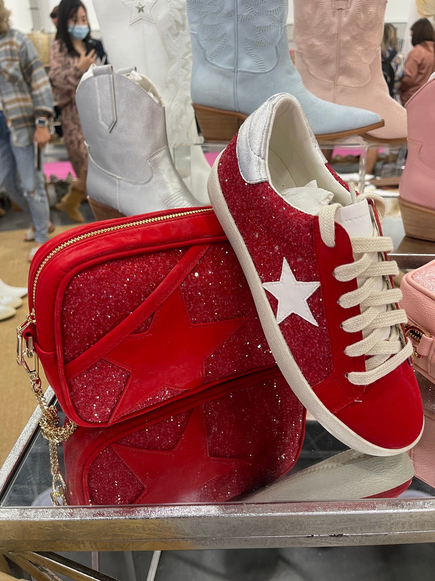 Red Glitter Star Bag